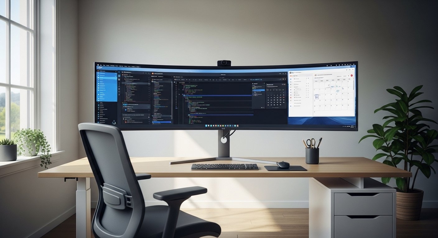 Illustration TCL sort un moniteur ultrawide de 57 pouces : la folie des grandeurs continue